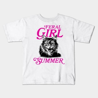 Feral Girl Summer Women Girls Cat Lover Summer Kids T-Shirt